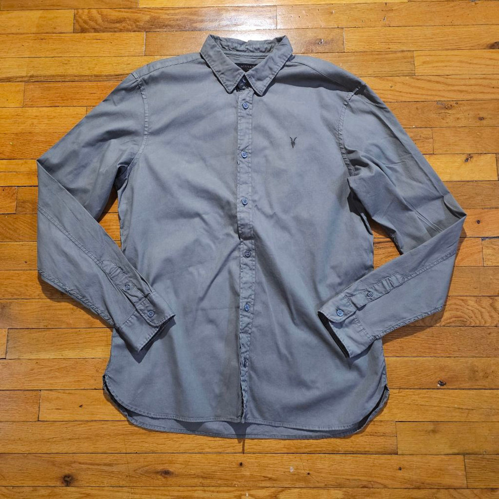 ALLSAINTS Men's Gray Casual Button Down Shirt Size Large